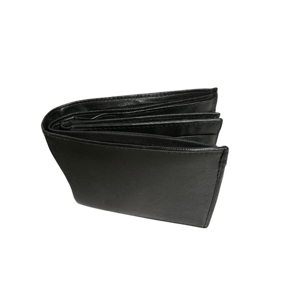 Handcrafted Men's Genuine Leather Tri-fold Wallet Black